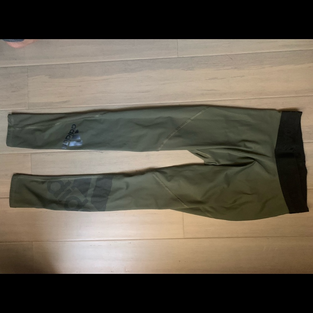 Olive green adidas alpha skin tights